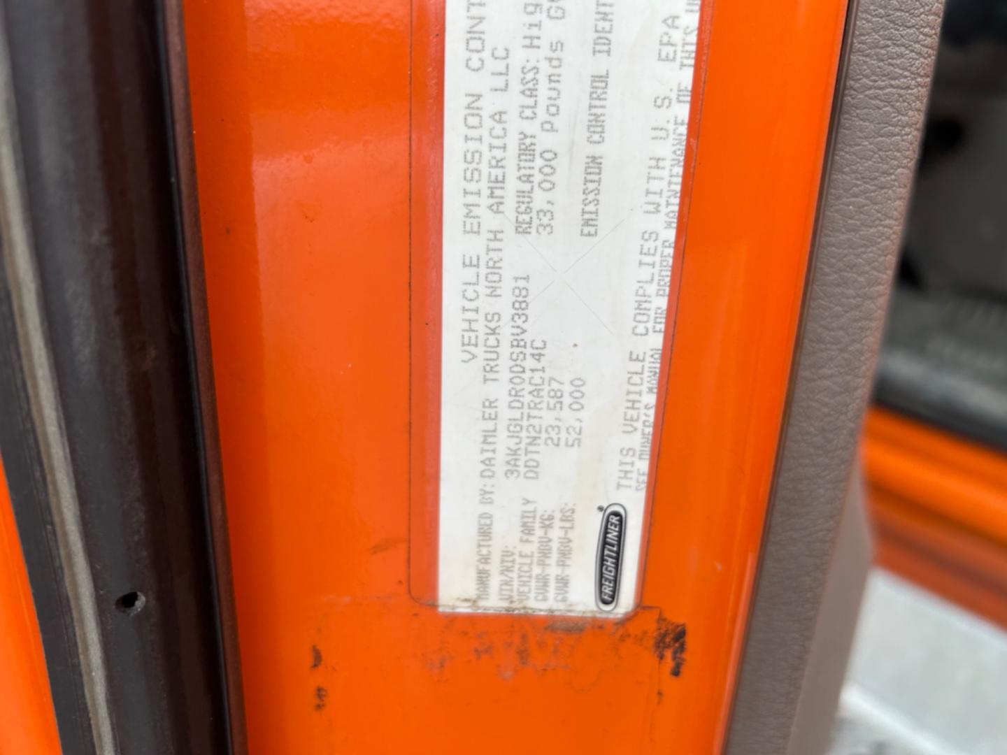 2013 Orange Freightliner Cascadia 125 (3AKJGLDR0DS) , located at 1687 Business 35 S, New Braunfels, TX, 78130, (830) 625-7159, 29.655487, -98.051491 - Photo#14